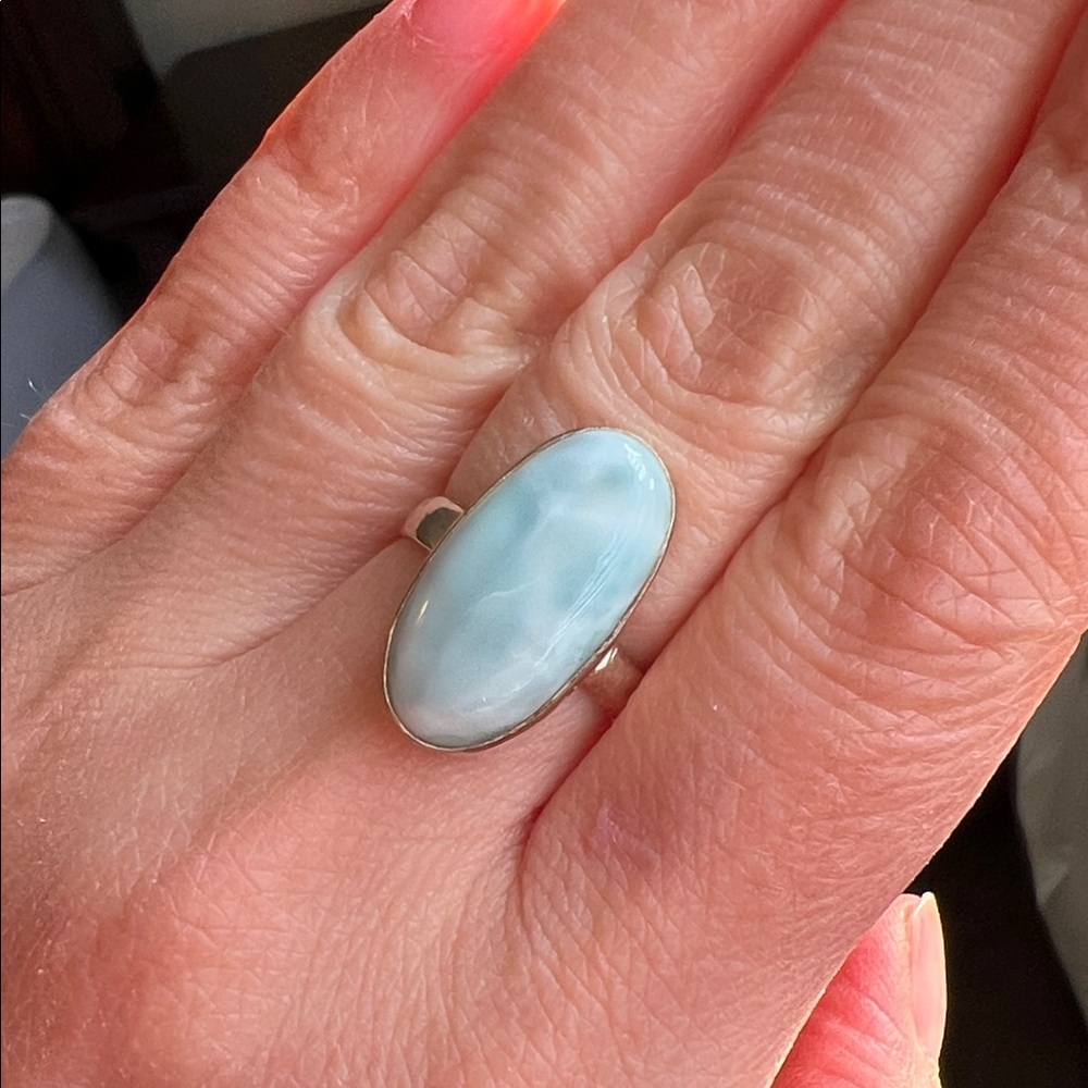 Stunning Sterling Silver and Larimar Stone Ring
